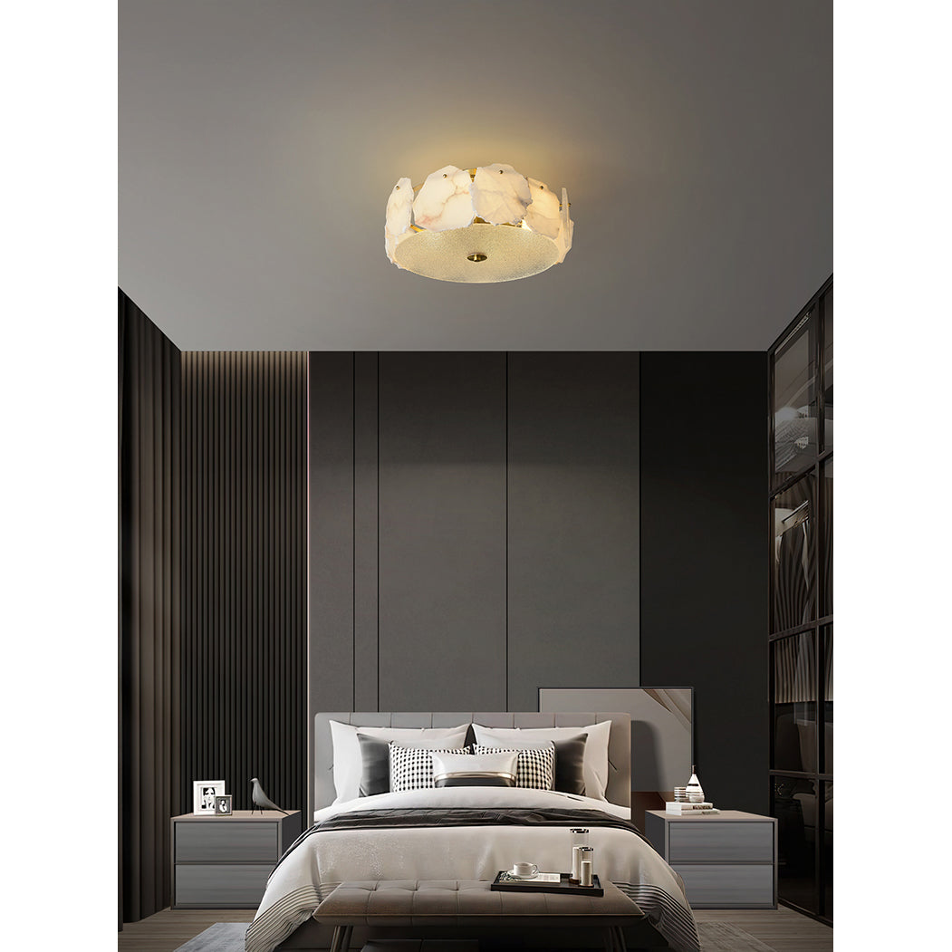 Zoruvys Sophisticated Disc Flat Alabaster Glass Ceiling Light | Fioriscas