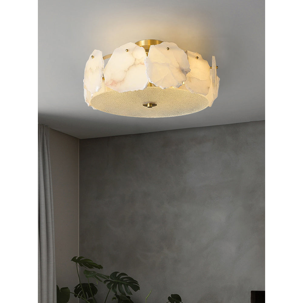 Zoruvys Sophisticated Disc Flat Alabaster Glass Ceiling Light | Fioriscas