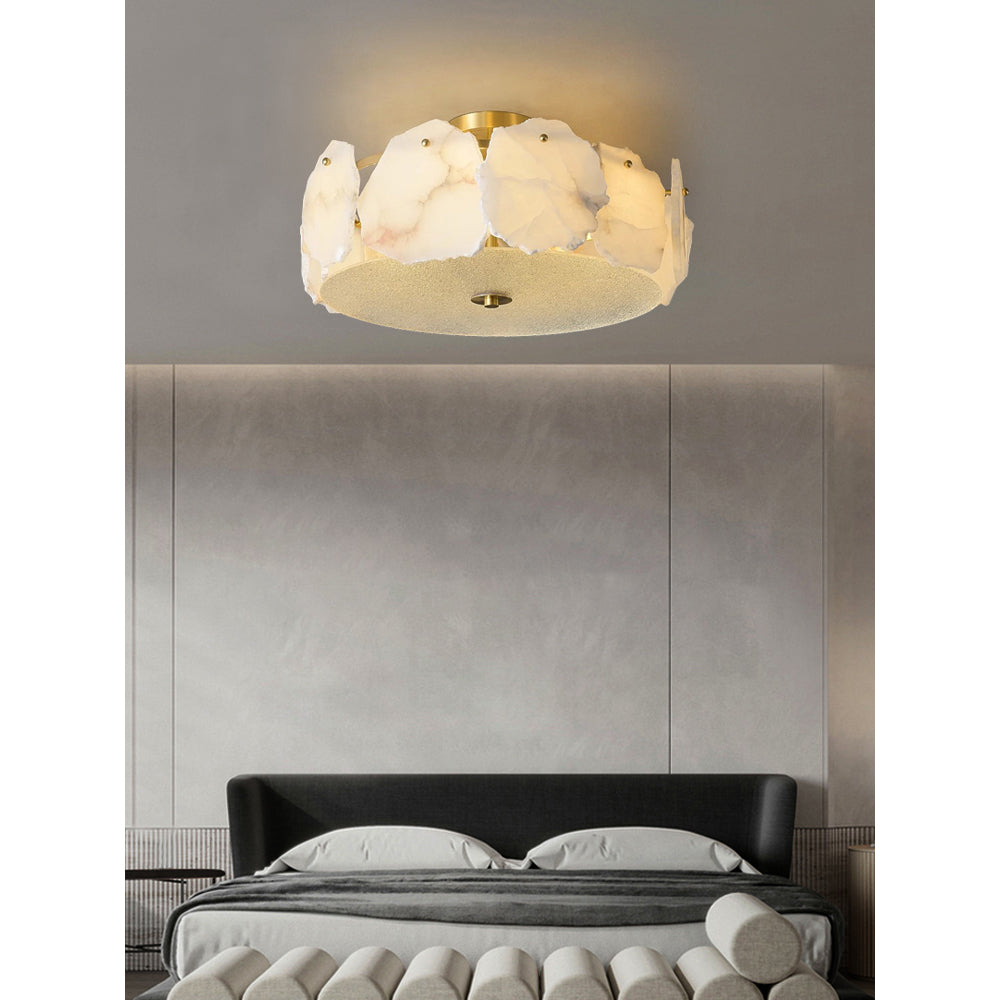 Zoruvys Sophisticated Disc Flat Alabaster Glass Ceiling Light | Fioriscas