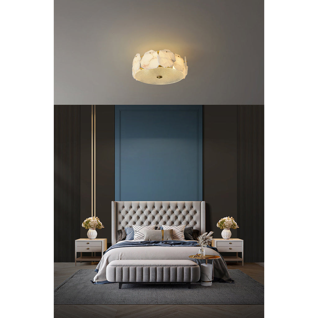 Zoruvys Sophisticated Disc Flat Alabaster Glass Ceiling Light | Fioriscas