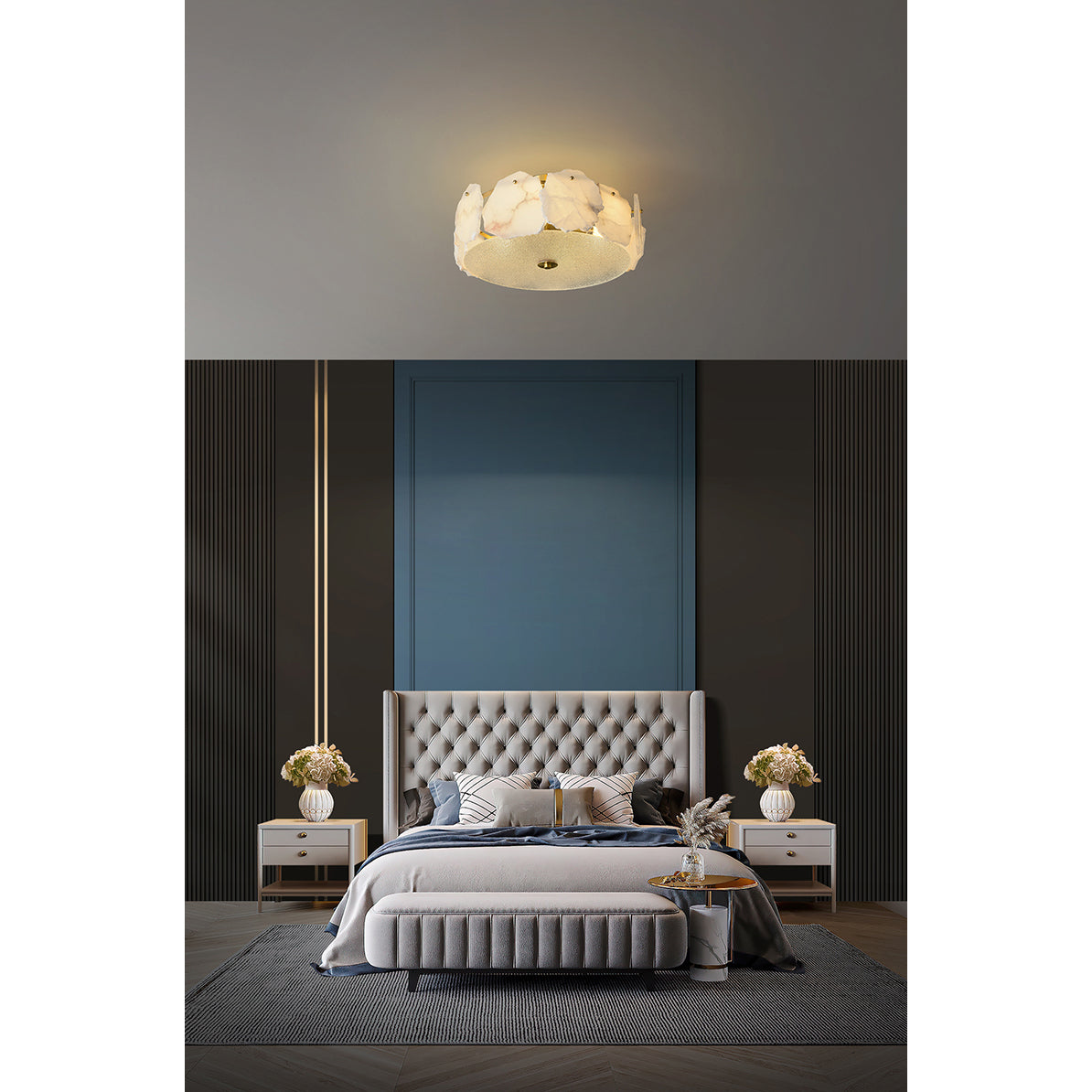 Zoruvys Sophisticated Disc Flat Alabaster Glass Ceiling Light | Fioriscas