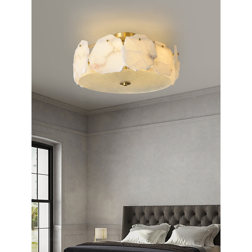 Zoruvys Sophisticated Disc Flat Alabaster Glass Ceiling Light | Fioriscas
