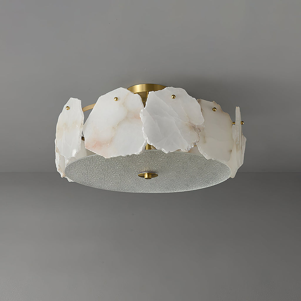 Zoruvys Sophisticated Disc Flat Alabaster Glass Ceiling Light | Fioriscas