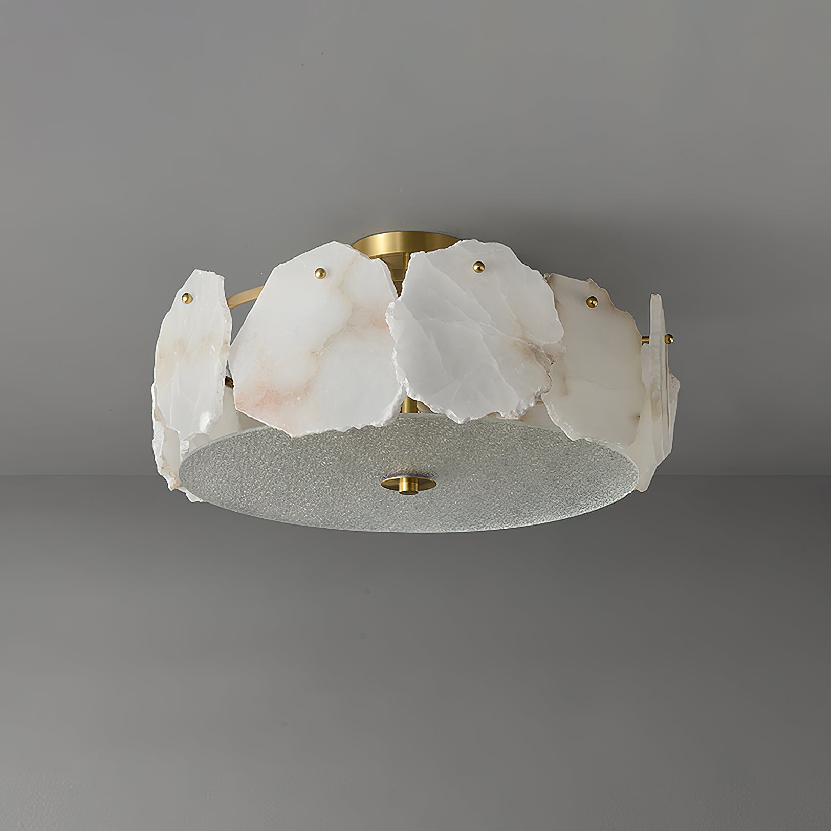 Zoruvys Sophisticated Disc Flat Alabaster Glass Ceiling Light | Fioriscas