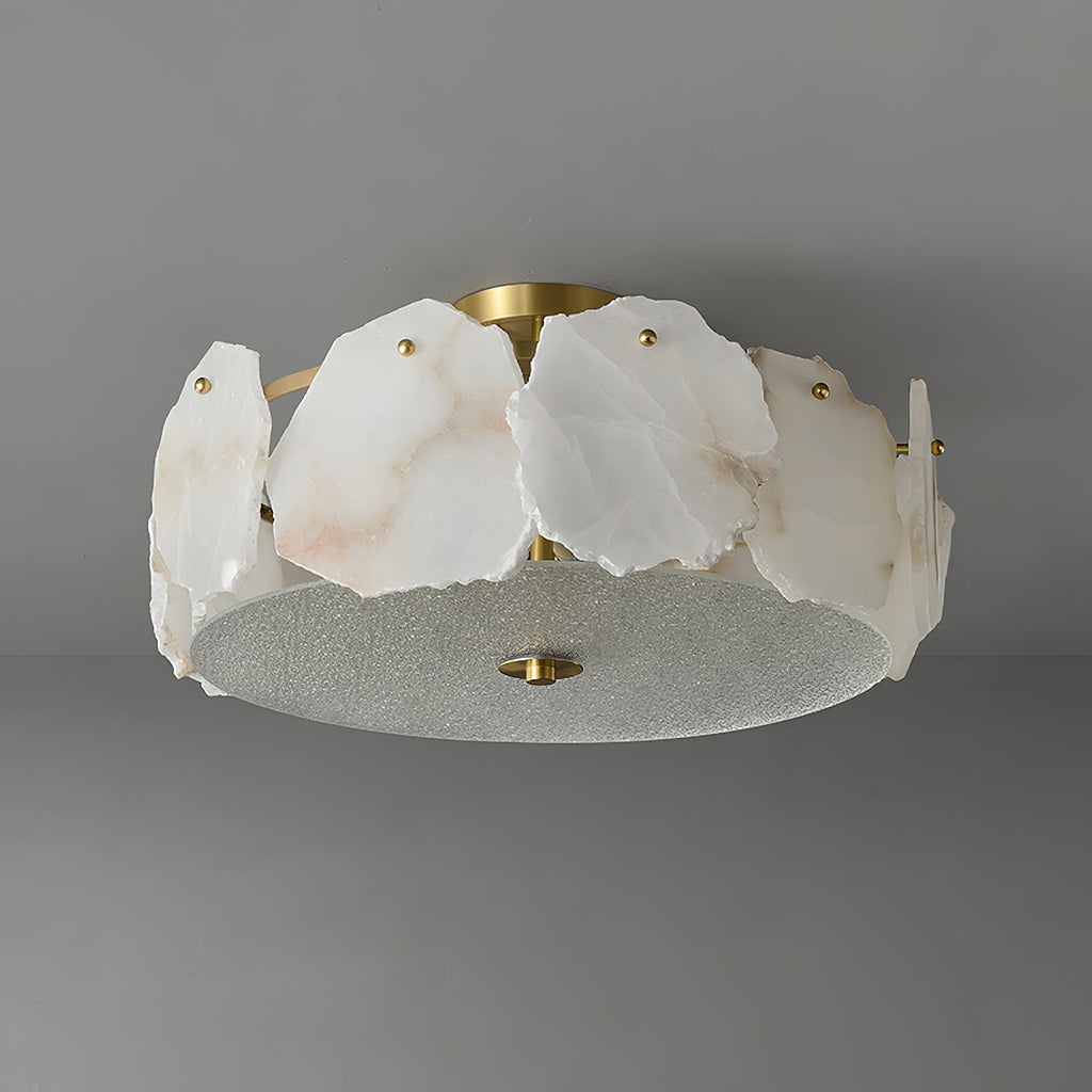 Zoruvys Sophisticated Disc Flat Alabaster Glass Ceiling Light | Fioriscas
