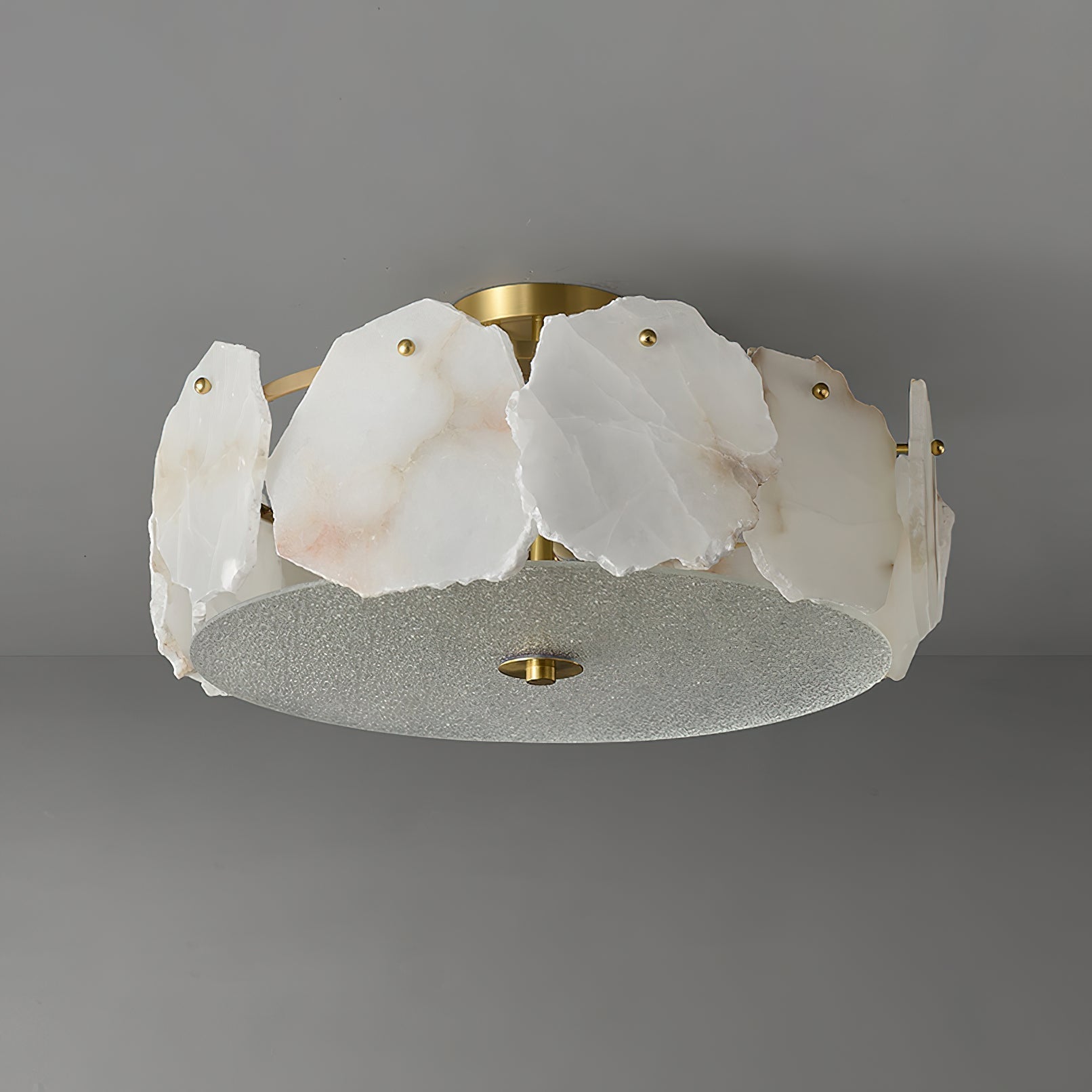 Zoruvys Sophisticated Disc Flat Alabaster Glass Ceiling Light | Fioriscas