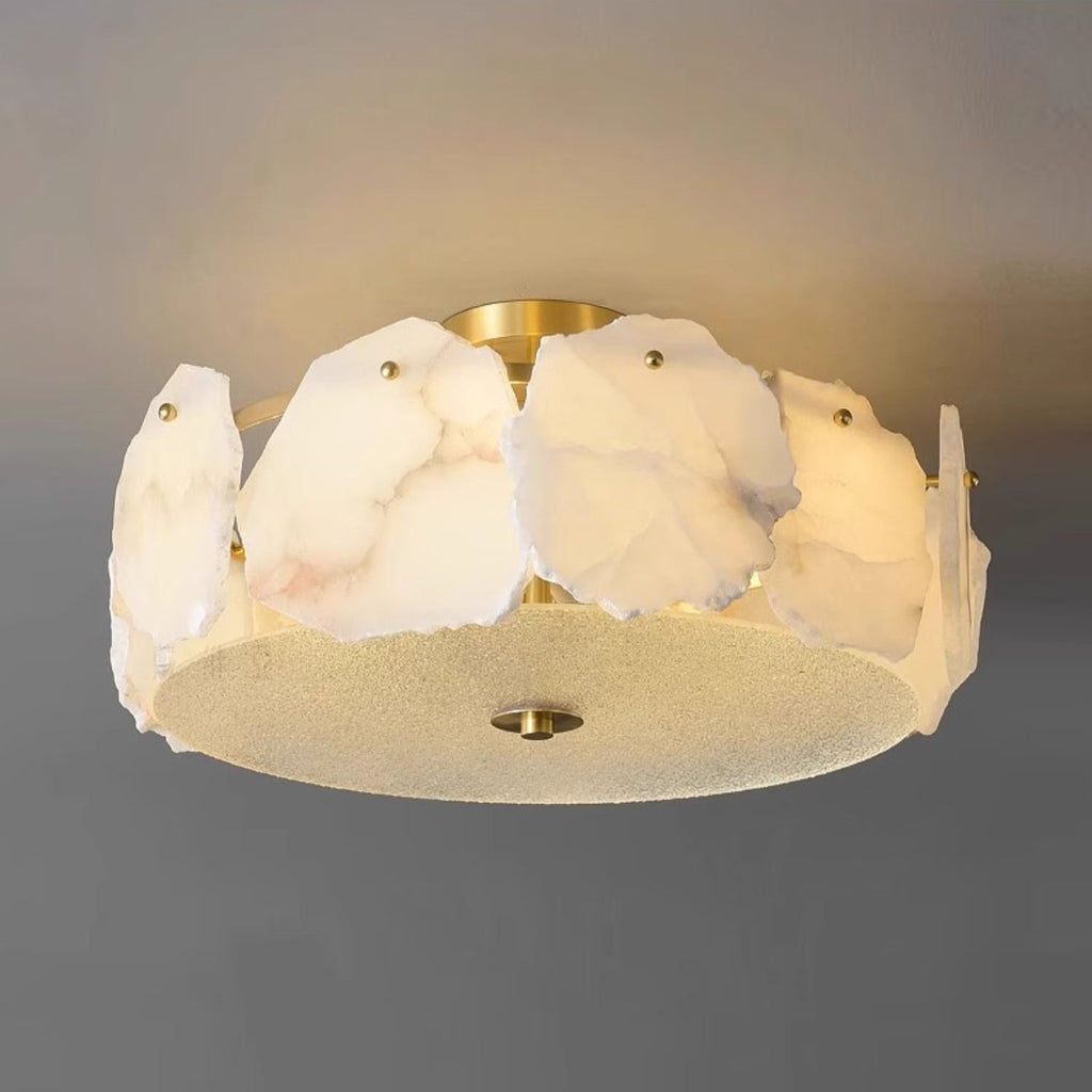 Zoruvys Sophisticated Disc Flat Alabaster Glass Ceiling Light | Fioriscas