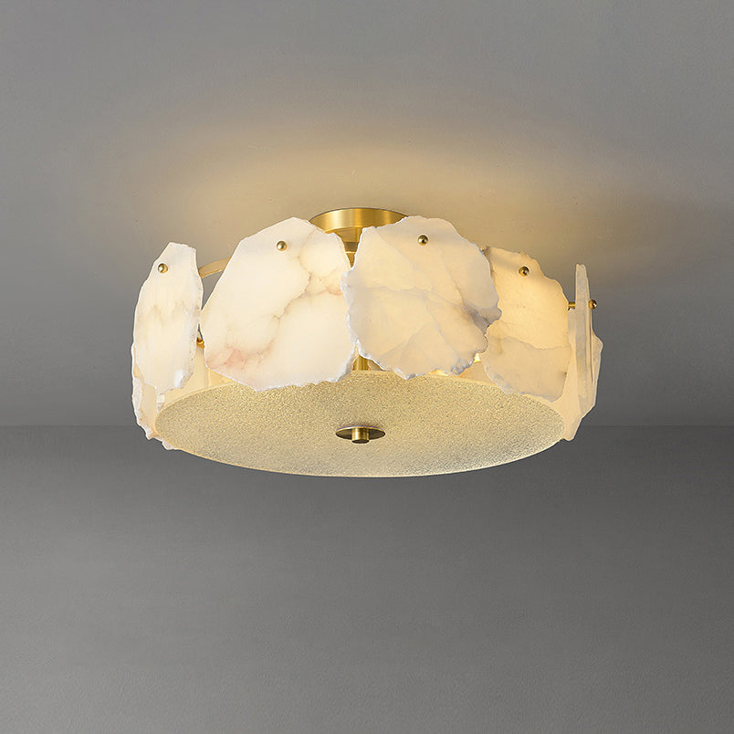 Zoruvys Sophisticated Disc Flat Alabaster Glass Ceiling Light | Fioriscas