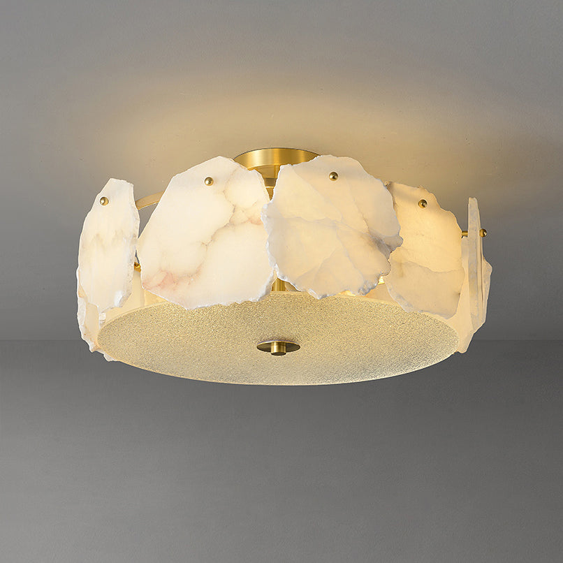 Zoruvys Sophisticated Disc Flat Alabaster Glass Ceiling Light | Fioriscas
