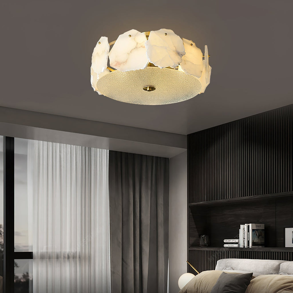 Zoruvys Sophisticated Disc Flat Alabaster Glass Ceiling Light | Fioriscas