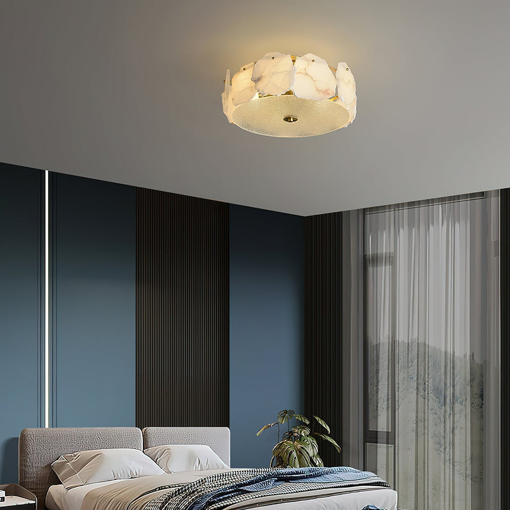 Zoruvys Sophisticated Disc Flat Alabaster Glass Ceiling Light | Fioriscas
