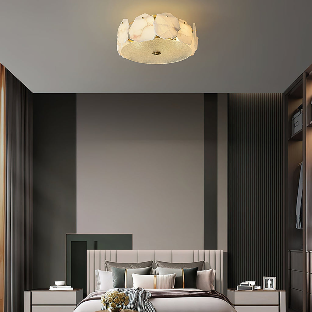 Zoruvys Sophisticated Disc Flat Alabaster Glass Ceiling Light | Fioriscas