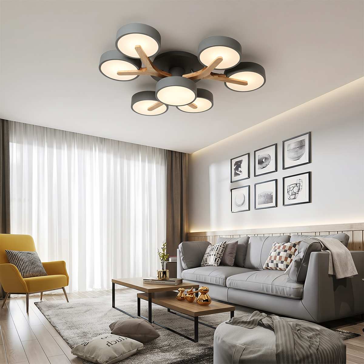 LumaWood Fusion Ceiling Light With Aluminum Body And LED Diffuser