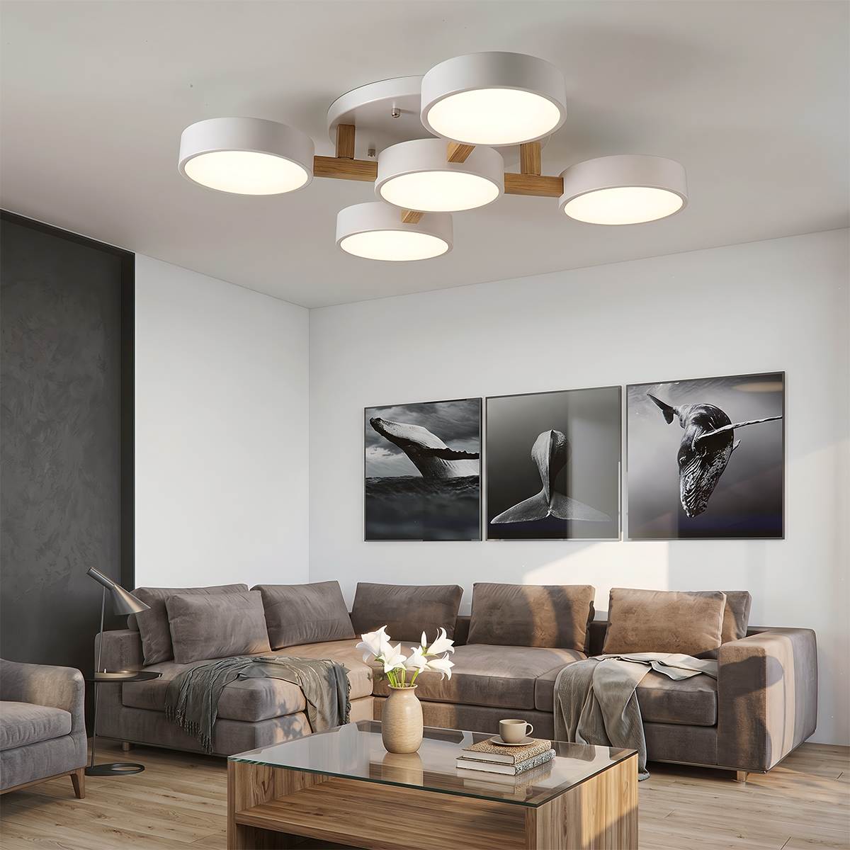LumaWood Fusion Ceiling Light With Aluminum Body And LED Diffuser
