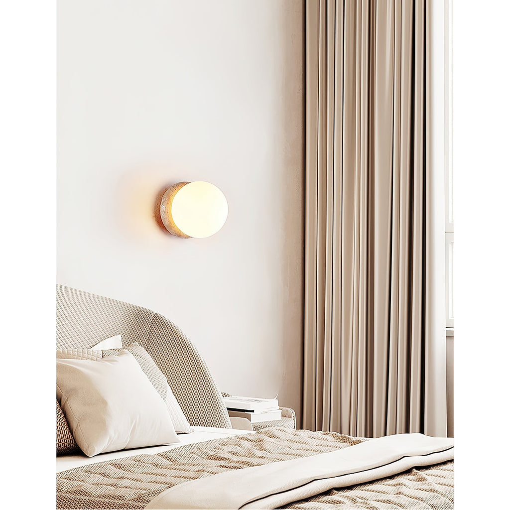 Blikuvys Modern Minimalist Travertine Glass Wall Lamp | Fioriscas