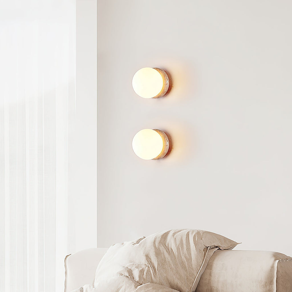Blikuvys Modern Minimalist Travertine Glass Wall Lamp | Fioriscas