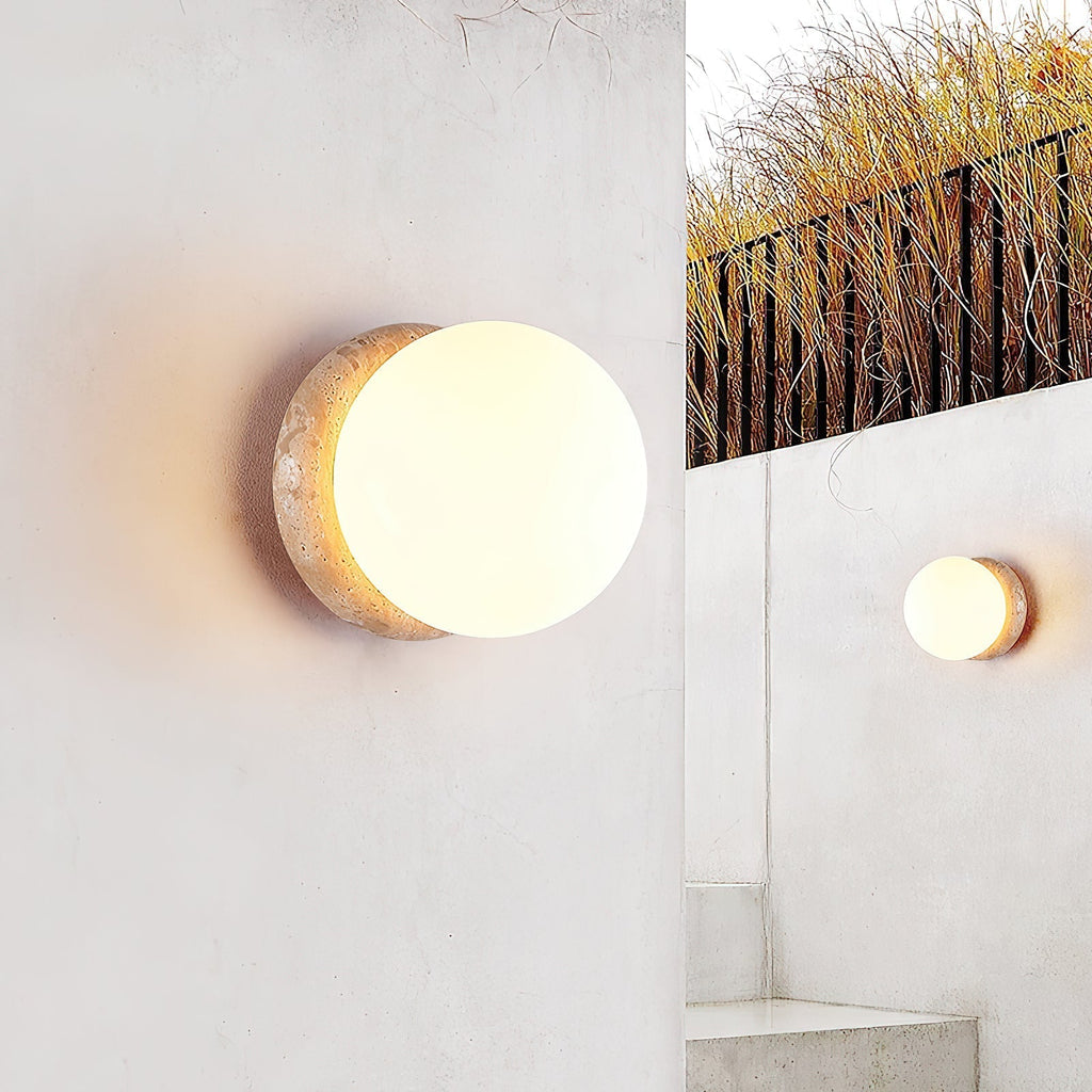 Blikuvys Modern Minimalist Travertine Glass Wall Lamp | Fioriscas