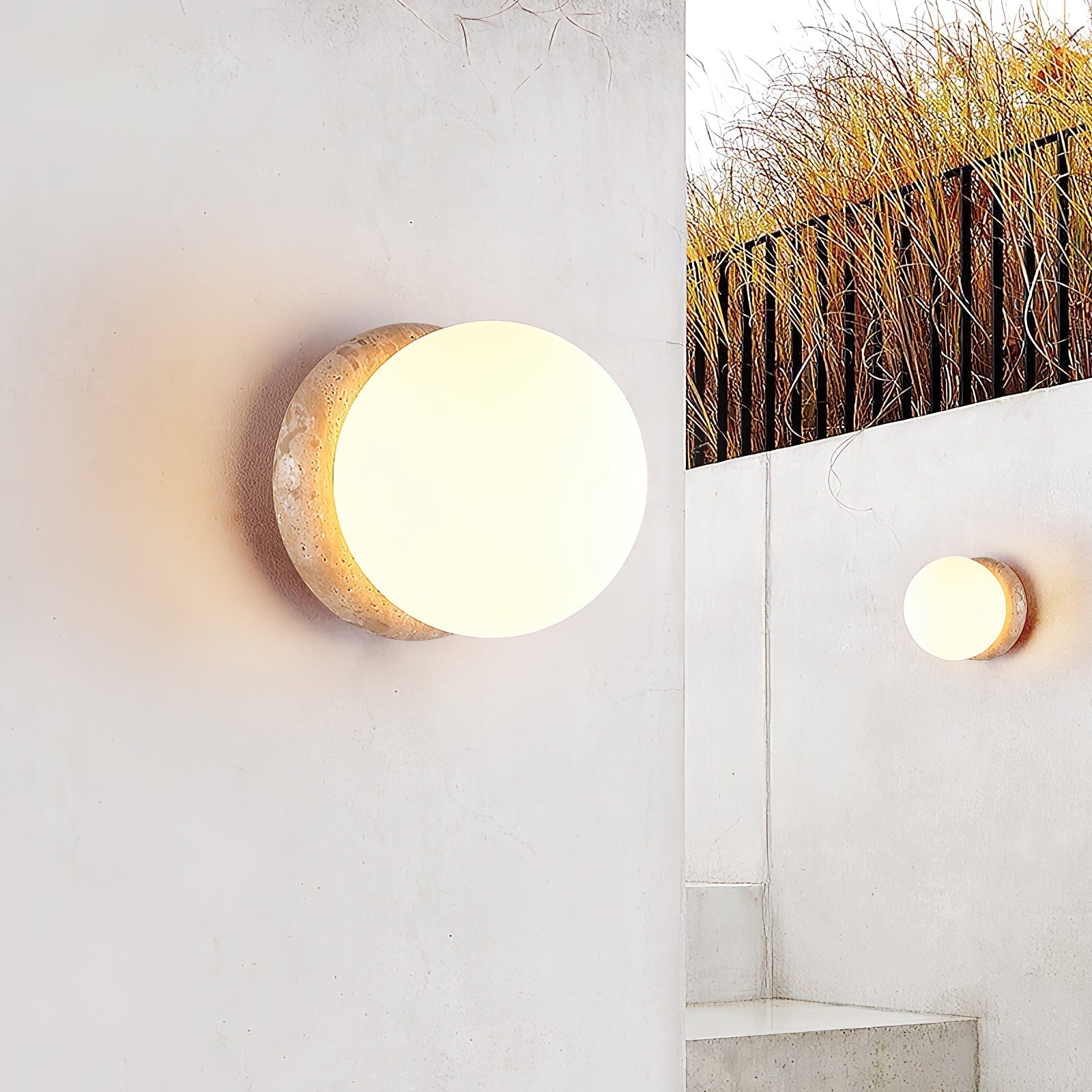 Blikuvys Modern Minimalist Travertine Glass Wall Lamp | Fioriscas