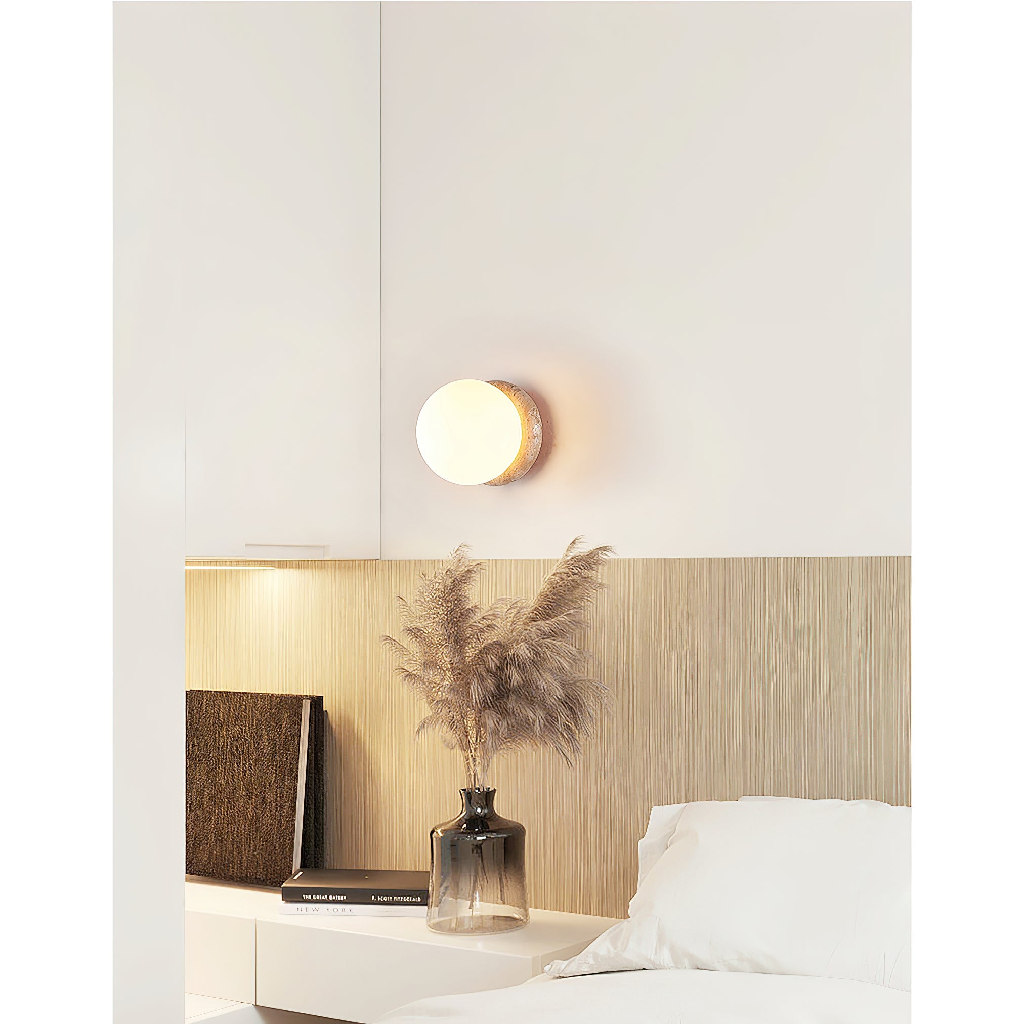 Blikuvys Modern Minimalist Travertine Glass Wall Lamp | Fioriscas