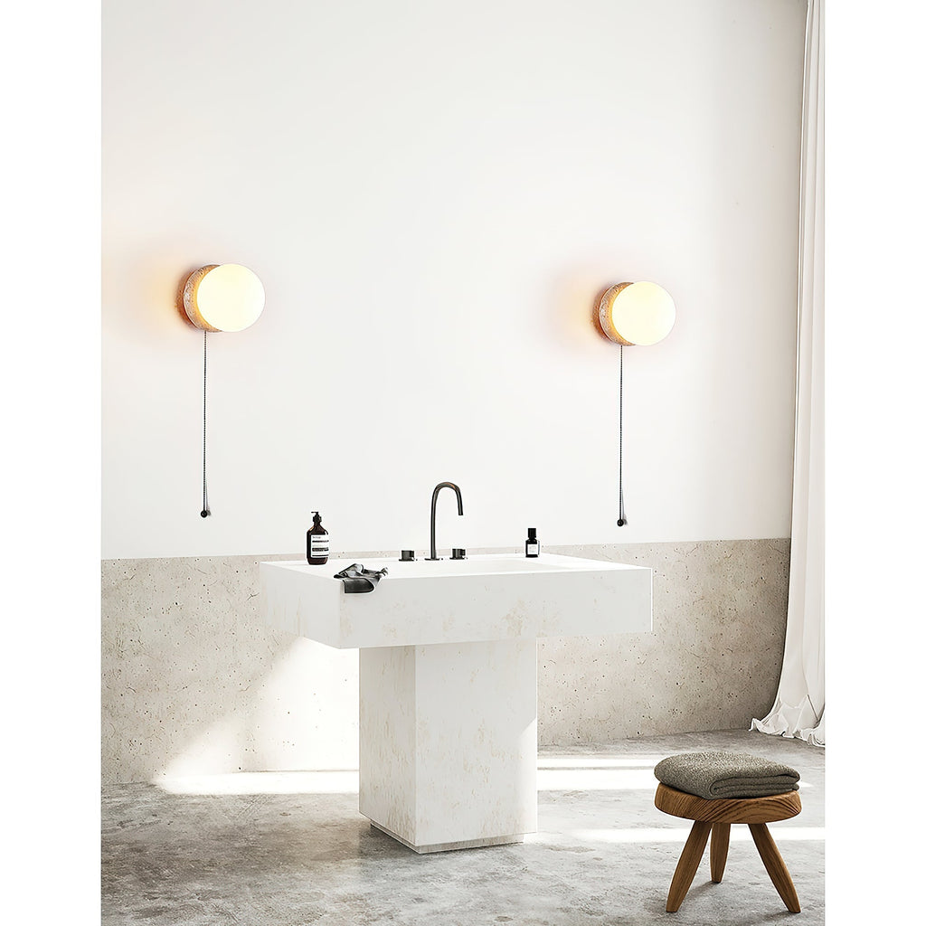 Blikuvys Modern Minimalist Travertine Glass Wall Lamp | Fioriscas