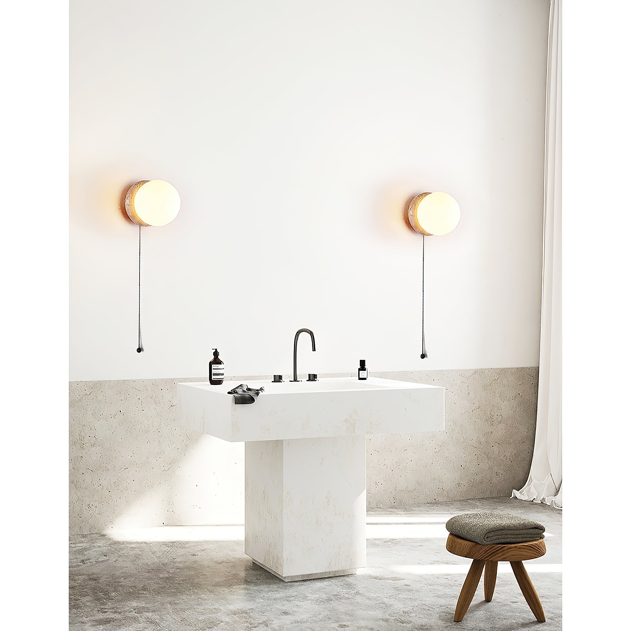 Blikuvys Modern Minimalist Travertine Glass Wall Lamp | Fioriscas