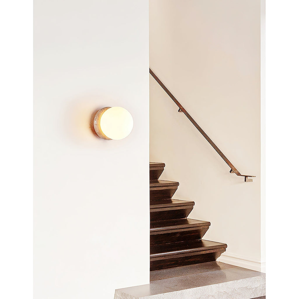 Blikuvys Modern Minimalist Travertine Glass Wall Lamp | Fioriscas