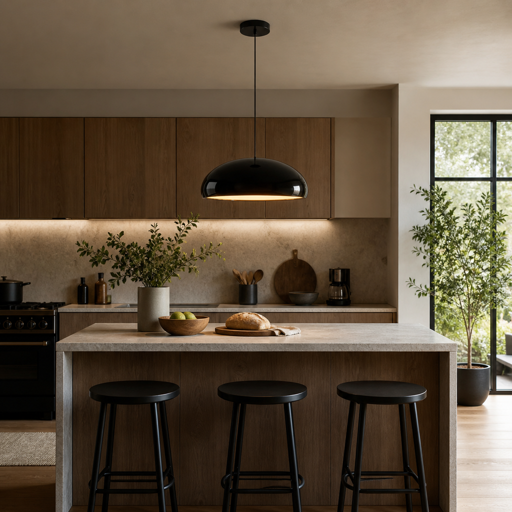 NovaLux Dome Pendant Light In Acrylic And Aluminum For Modern Minimalist Spaces