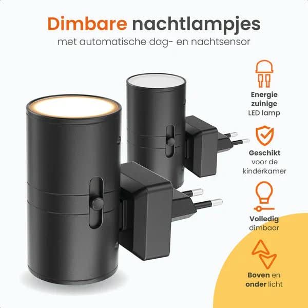 Fényerőszabályozható LED éjszakai lámpa nappal/éjszaka érzékelővel a kellemes szobavilágításért - Fioriscas