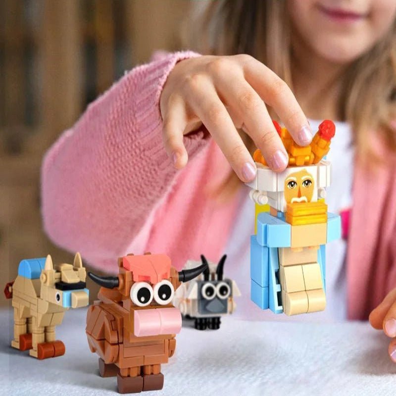 Calendario dell’Avvento creativo fai-da-te con motivo della Natività e 24 blocchi da costruzione per famiglie - Fioriscas