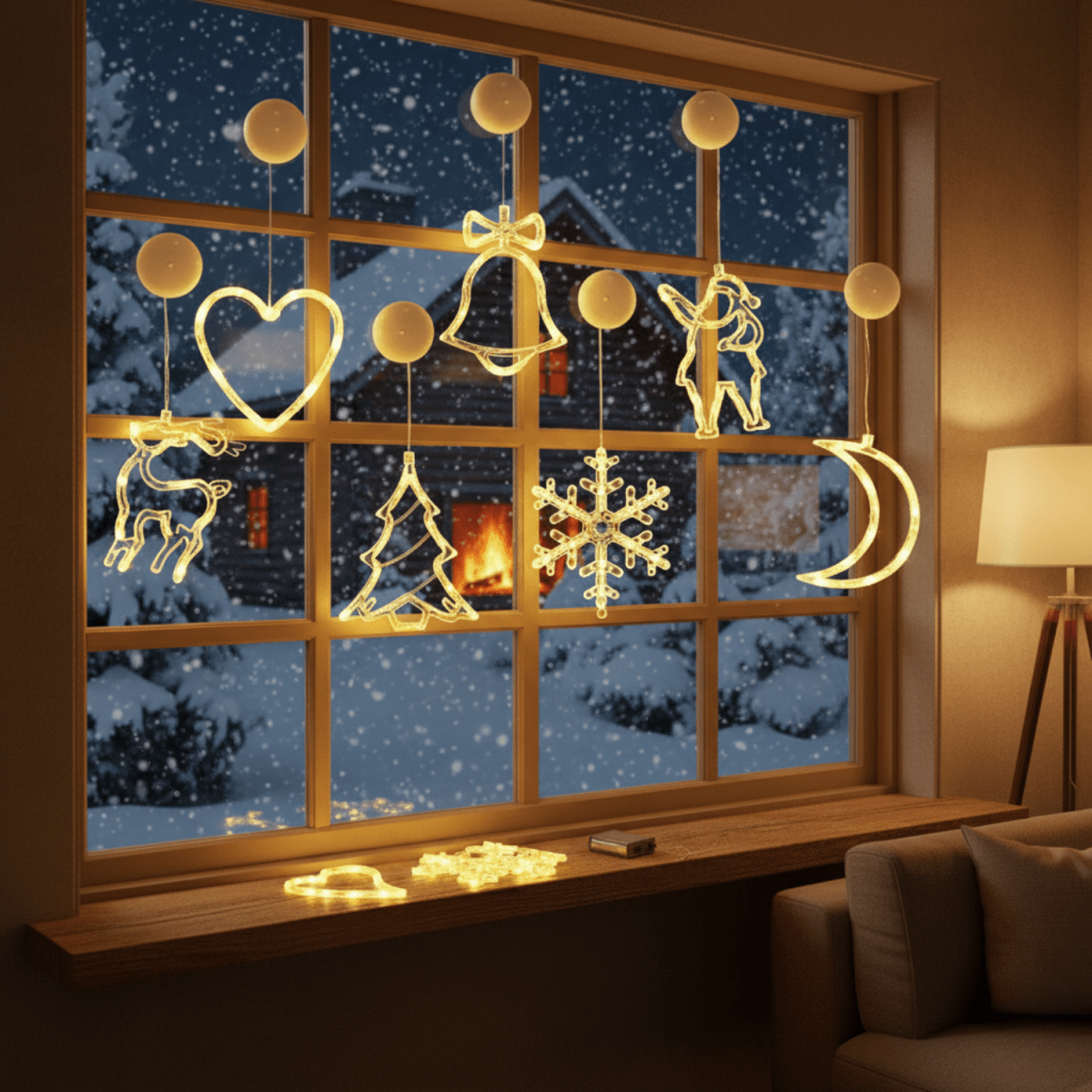 Luci di Natale LED con Ventose per Vetro e Specchi - Fioriscas