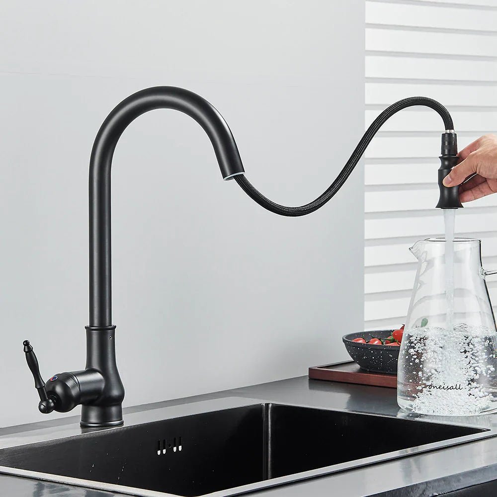 Torneira de cozinha com função de puxar em bronze antigo e sensor tátil - Fioriscas