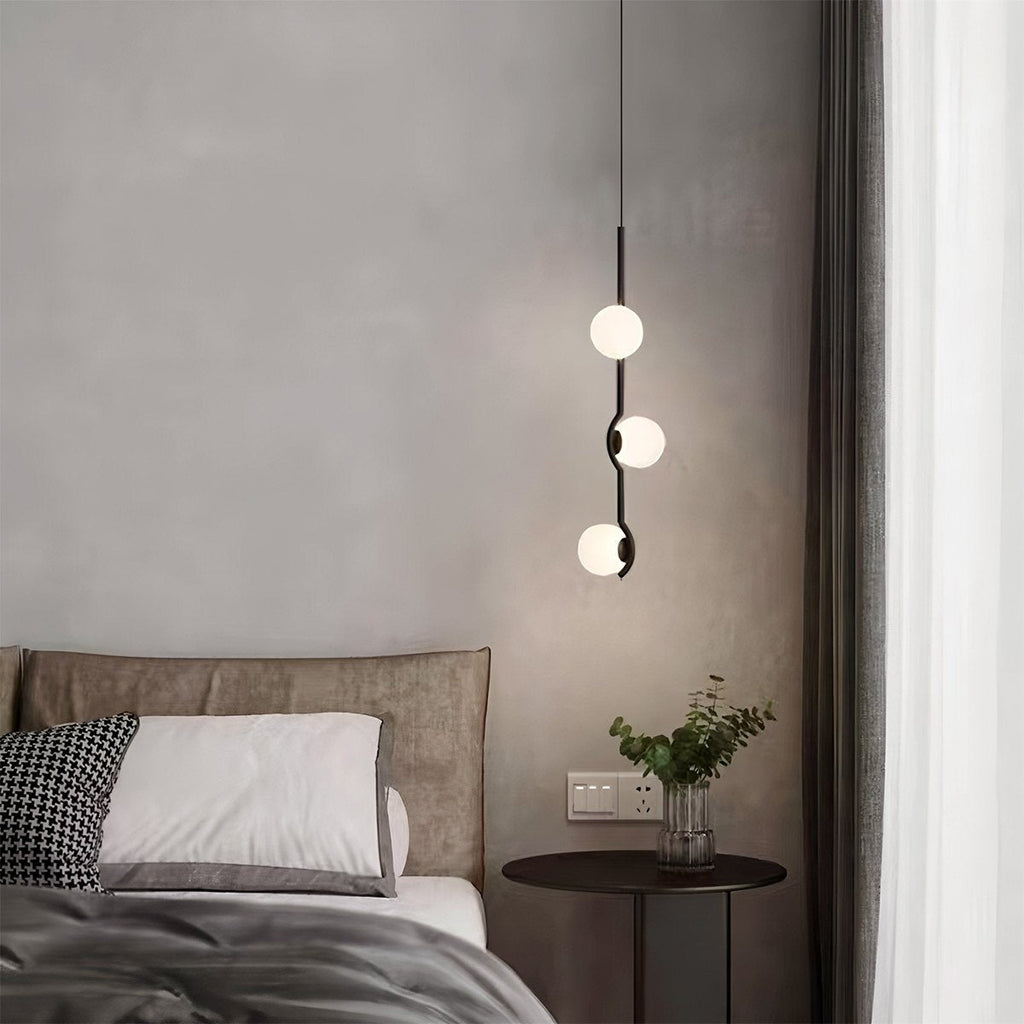 Trio Globe Glass Pendant Light With Slim Iron Rod For Warm Modern Interiors