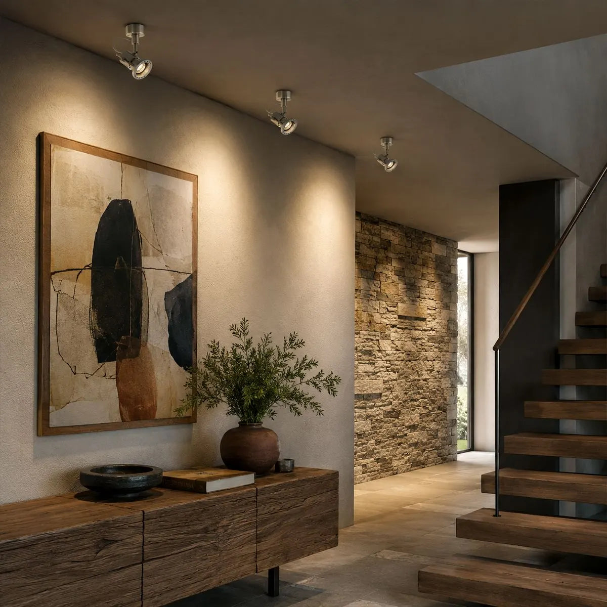 Hexagrid Adjustable Spotlight With Honeycomb Diffuser In Brushed Metal