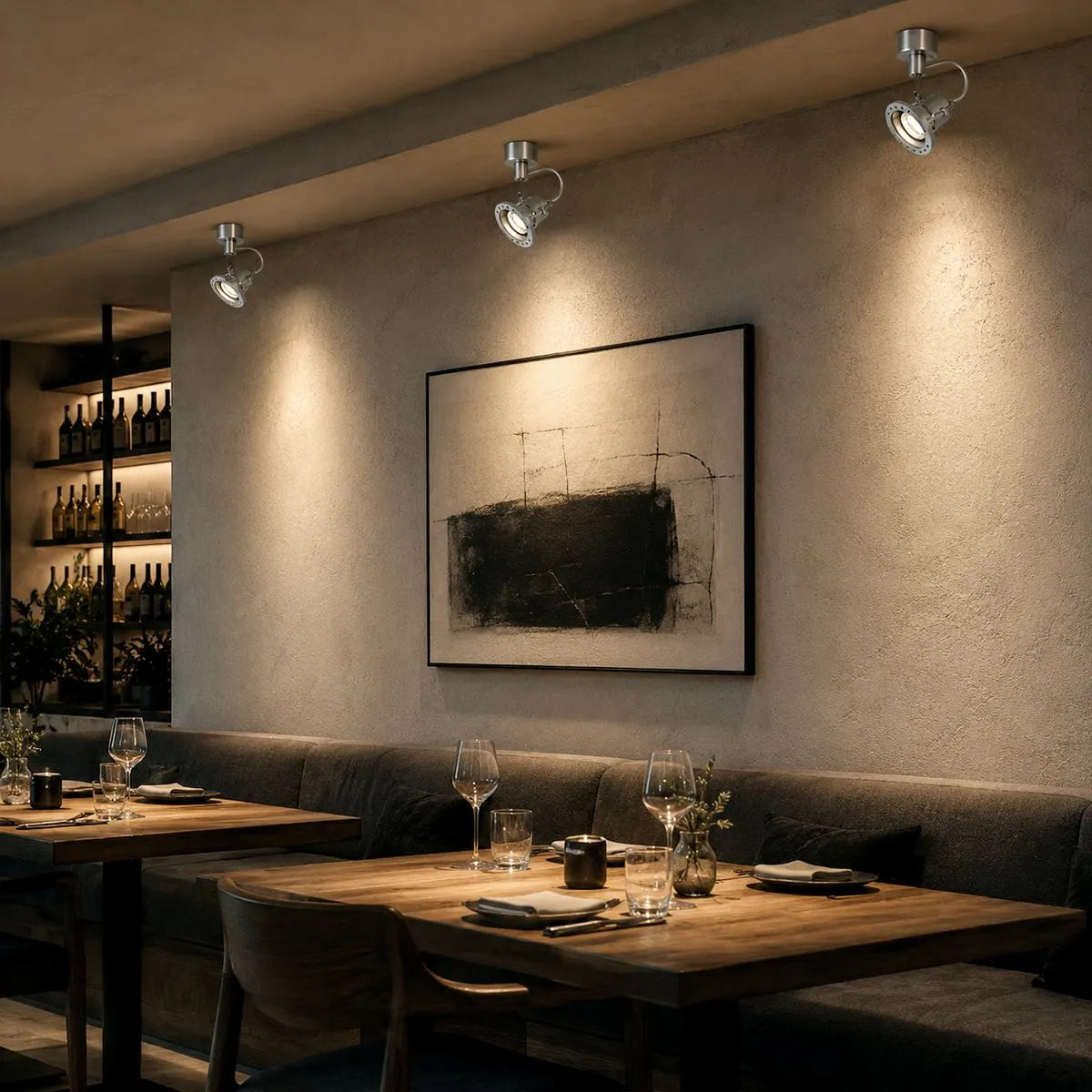 Hexagrid Adjustable Spotlight With Honeycomb Diffuser In Brushed Metal