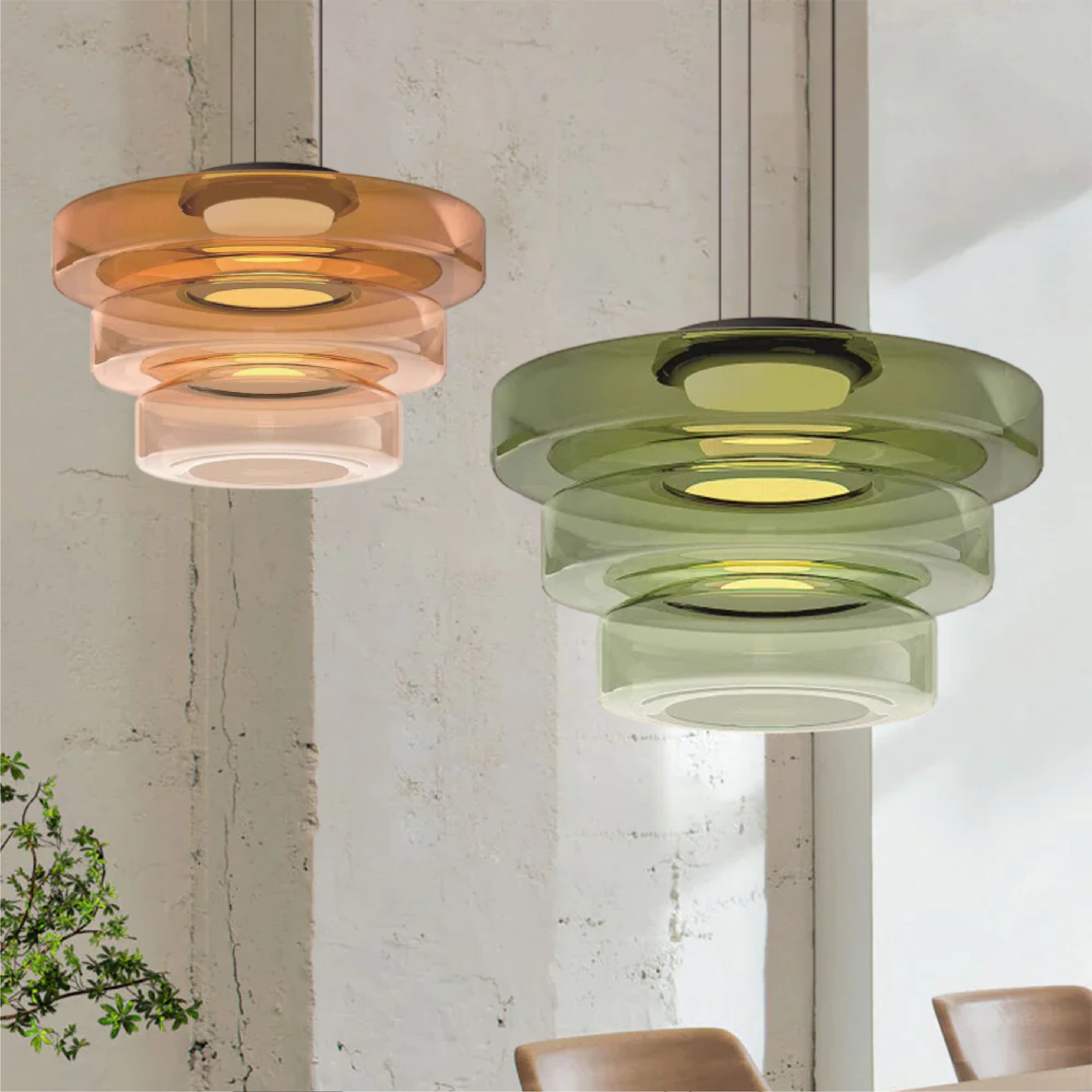 Warstwowa szklana lampa wisząca LumenCrest w stylu Bauhausu, 3 kolory