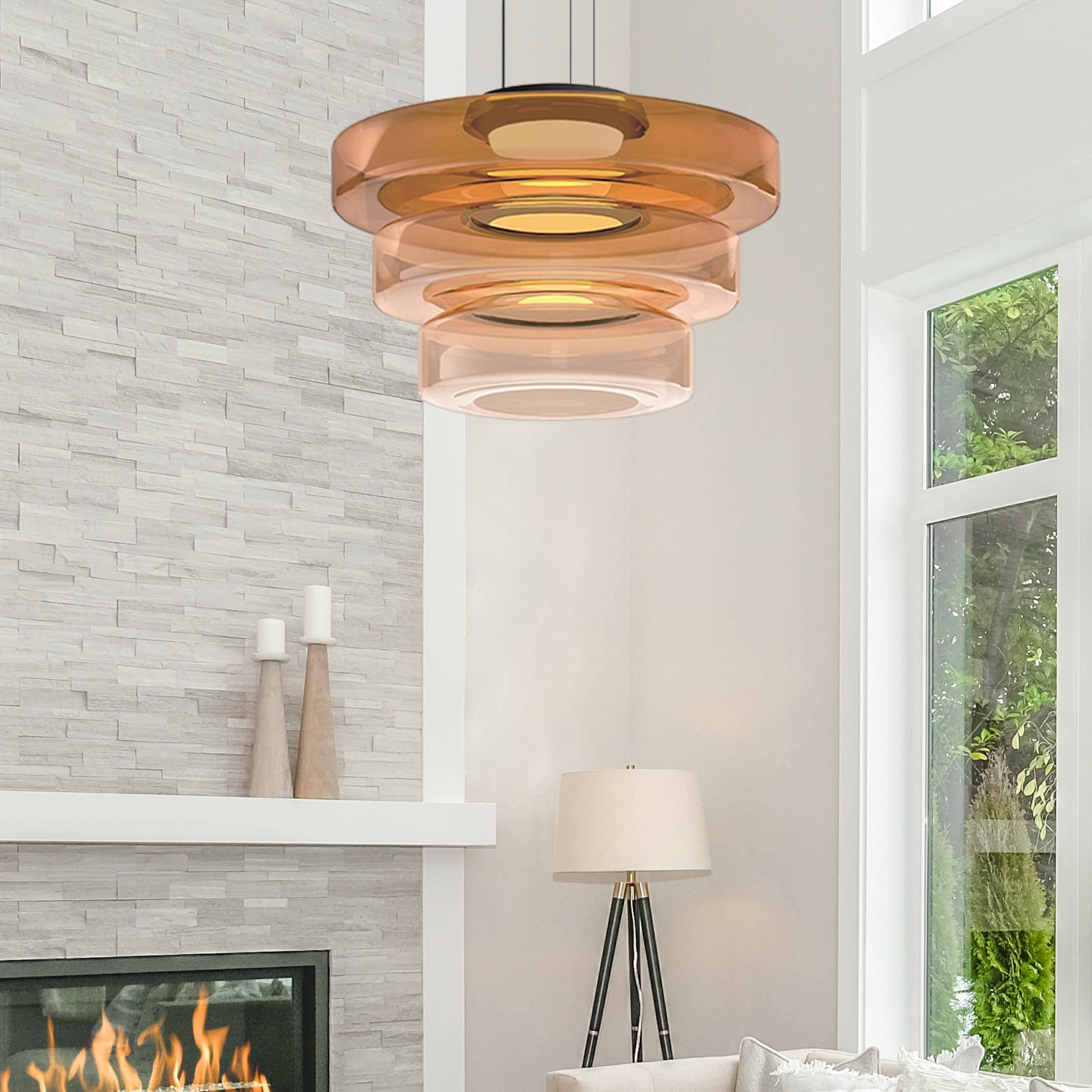 Warstwowa szklana lampa wisząca LumenCrest w stylu Bauhausu, 3 kolory