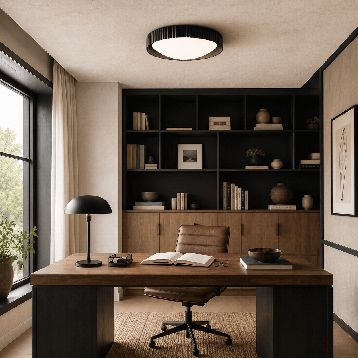 Ribbed Halo Circular LED Flush Mount Ceiling Light