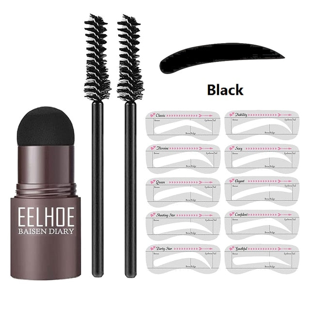 Set ștampilă și șablon pentru sprâncene BrowCraft, pomadă rezistentă la apă, 6 nuanțe
