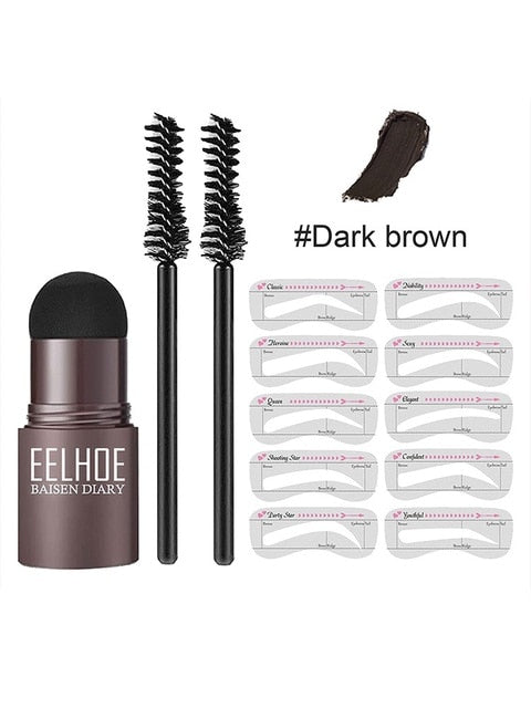 Set ștampilă și șablon pentru sprâncene BrowCraft, pomadă rezistentă la apă, 6 nuanțe