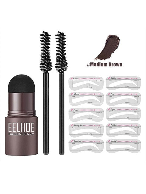 Set ștampilă și șablon pentru sprâncene BrowCraft, pomadă rezistentă la apă, 6 nuanțe