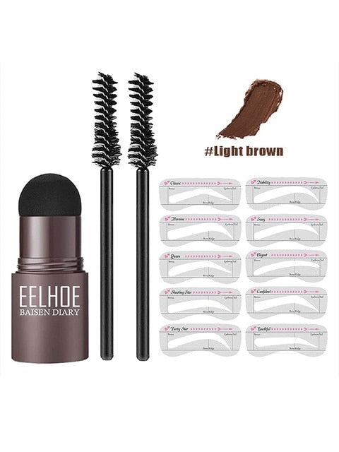 Set ștampilă și șablon pentru sprâncene BrowCraft, pomadă rezistentă la apă, 6 nuanțe