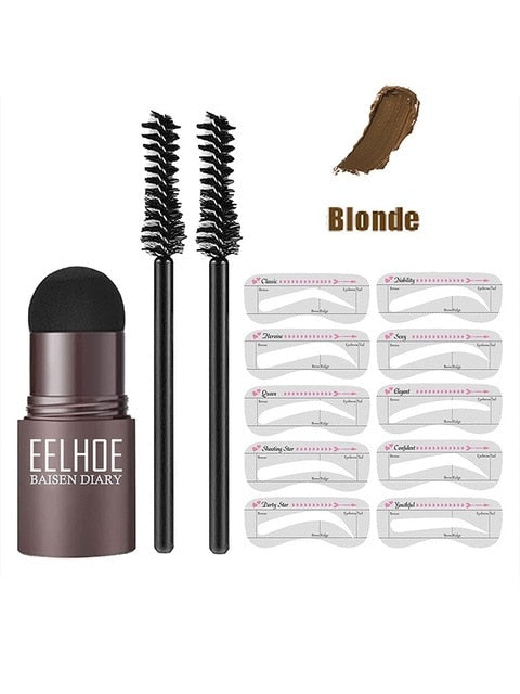 Set ștampilă și șablon pentru sprâncene BrowCraft, pomadă rezistentă la apă, 6 nuanțe