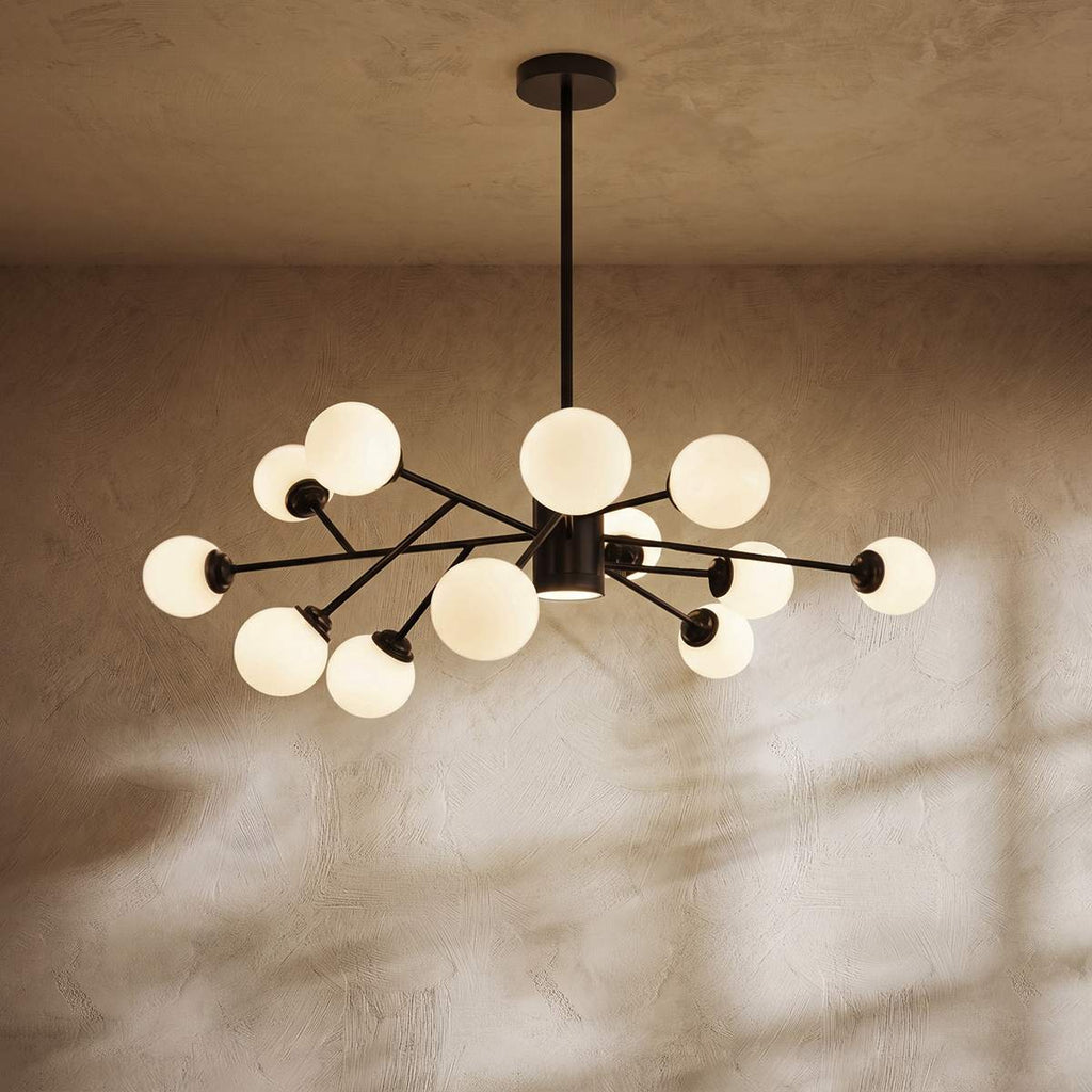 Arcadia Luxe Chandelier In Gold Or Black Aluminum Finish For Cozy Ambience