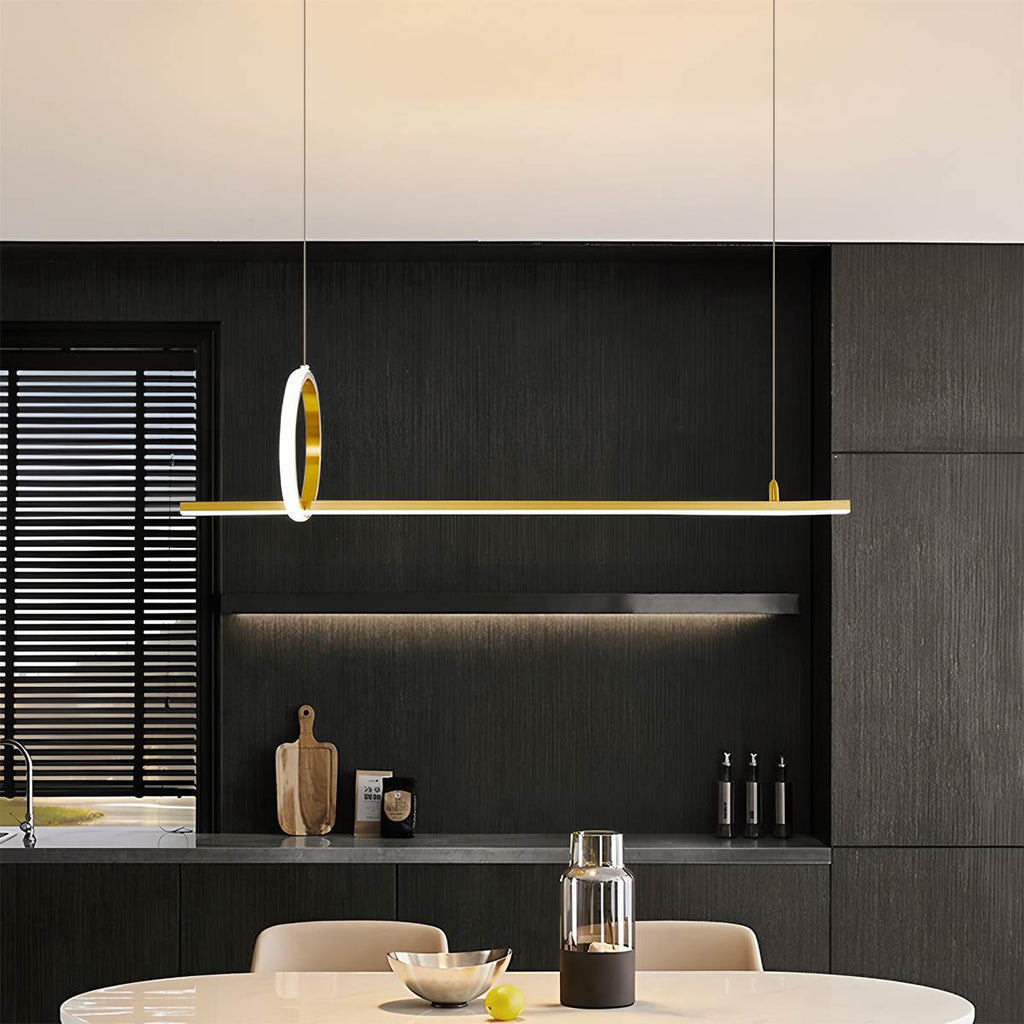 Copper Frame Pendant Light With Circular Loop Suspension