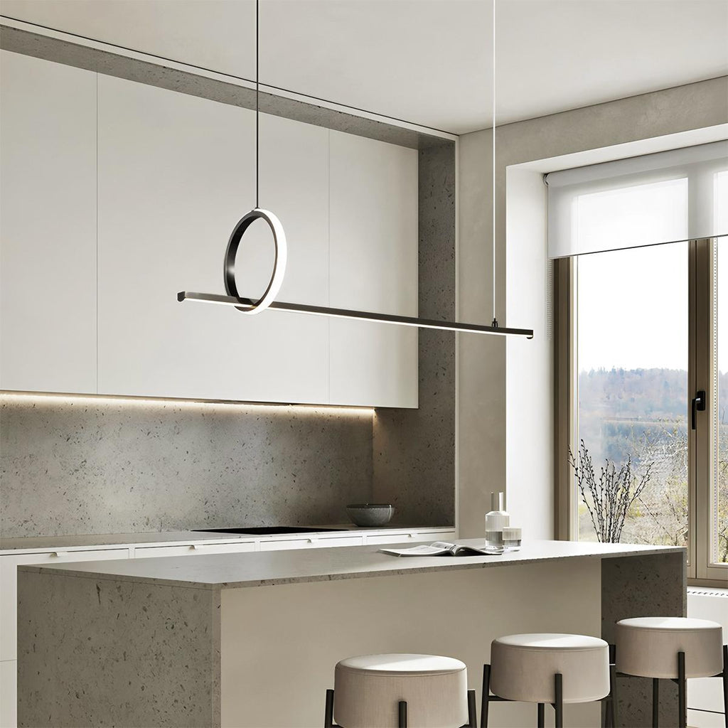 Copper Frame Pendant Light With Circular Loop Suspension