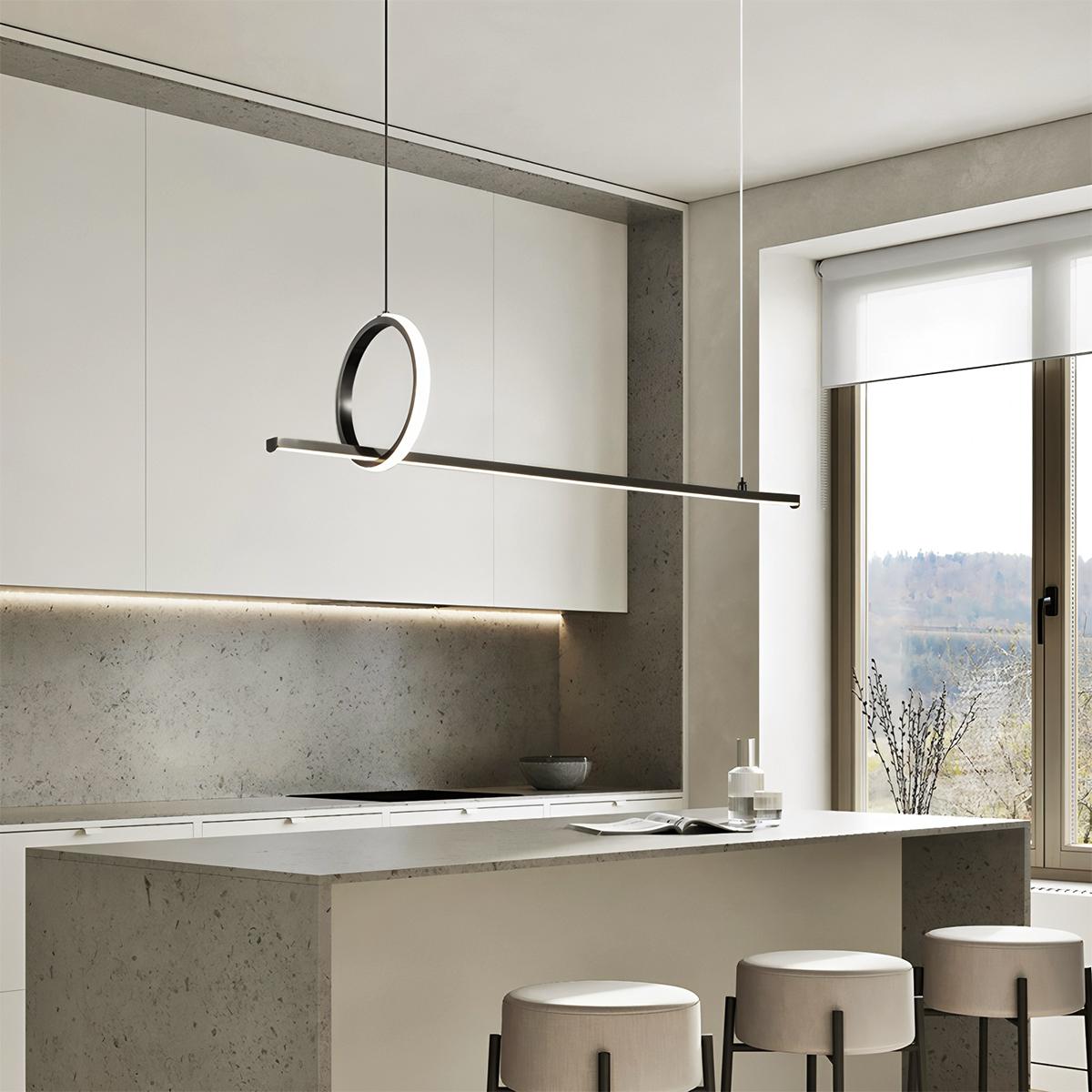 Copper Frame Pendant Light With Circular Loop Suspension