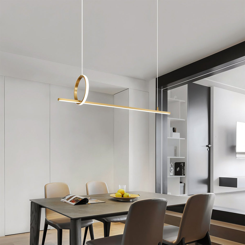 Copper Frame Pendant Light With Circular Loop Suspension