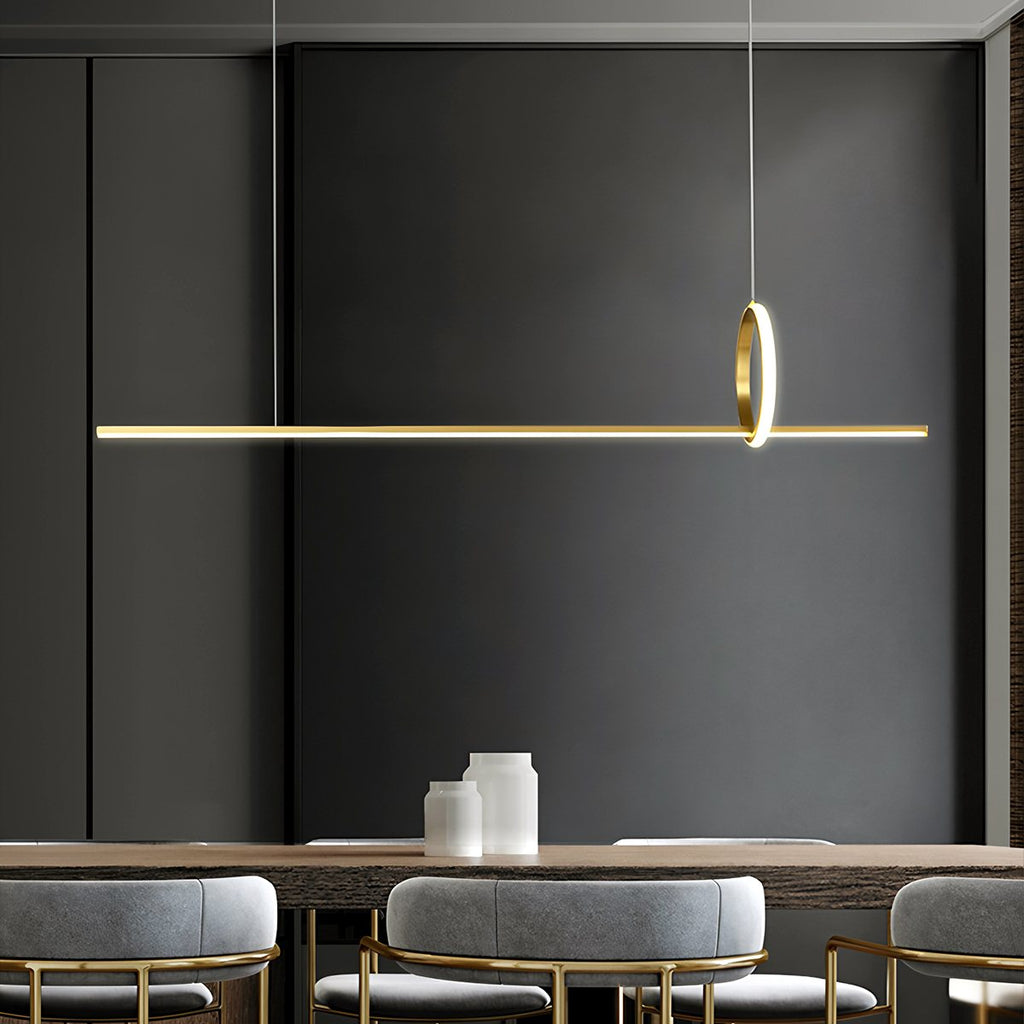 Copper Frame Pendant Light With Circular Loop Suspension