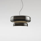 Lampa wisząca NovaLume z ręcznie dmuchanego szkła z organicznym kloszem o dwóch bryłach