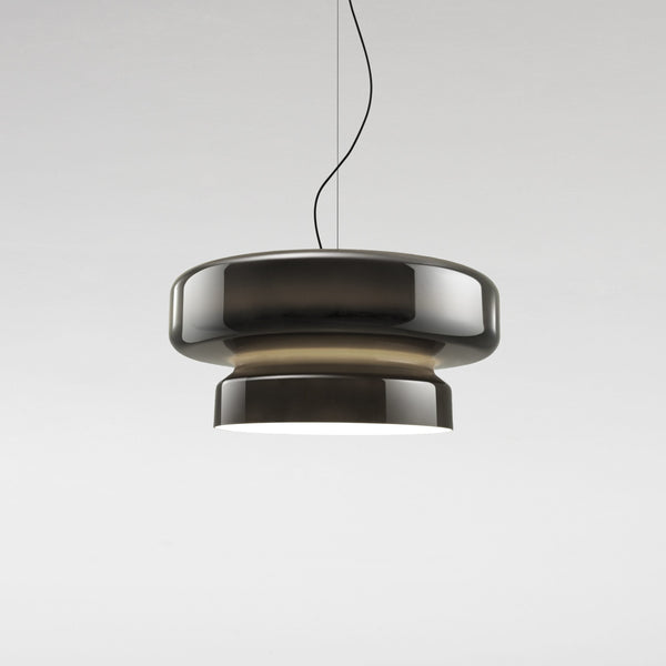 Lampa wisząca NovaLume z ręcznie dmuchanego szkła z organicznym kloszem o dwóch bryłach